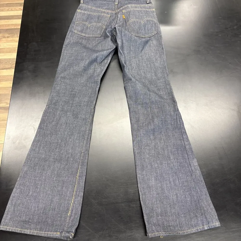 VTG 70s Orange Tab And Stitch Levi’s Wide Leg Blue Jeans Never Worn 28 X‎ 33